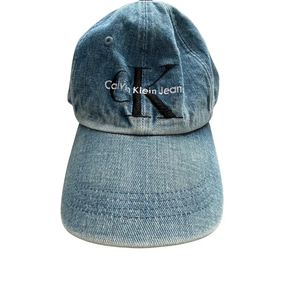 Vintage Calvin Klein Jeans Light Wash Denim CK Logo Dad Cap Y2K